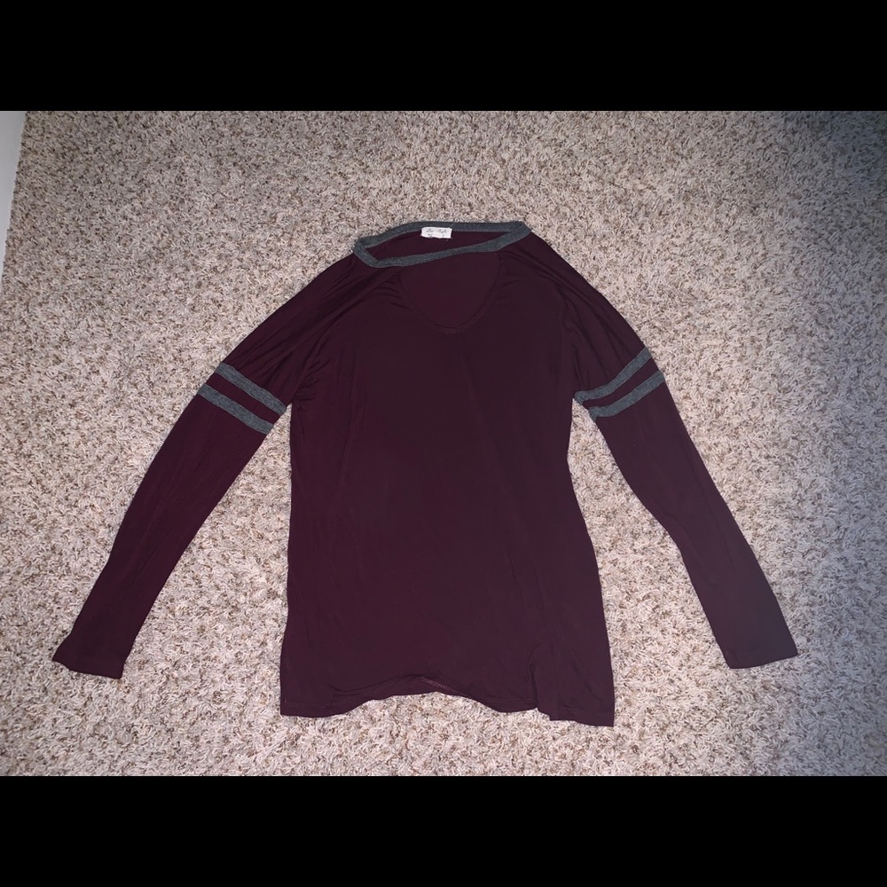 Maroon & Grey Long Sleeve Shirt
